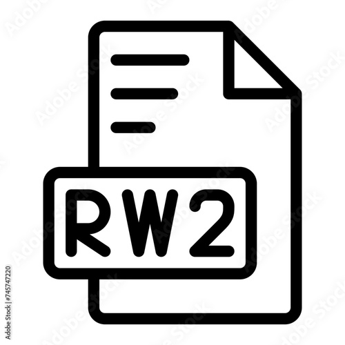 Rw2 icon outline style design image file. image extension format file type icon. vector illustration