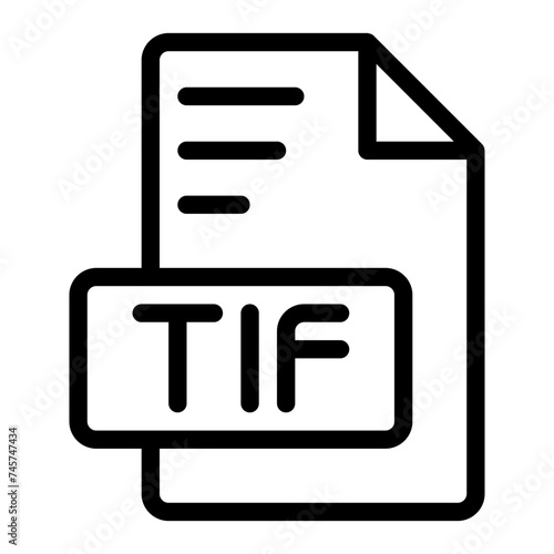 Tif icon outline style design image file. image extension format file type icon. vector illustration