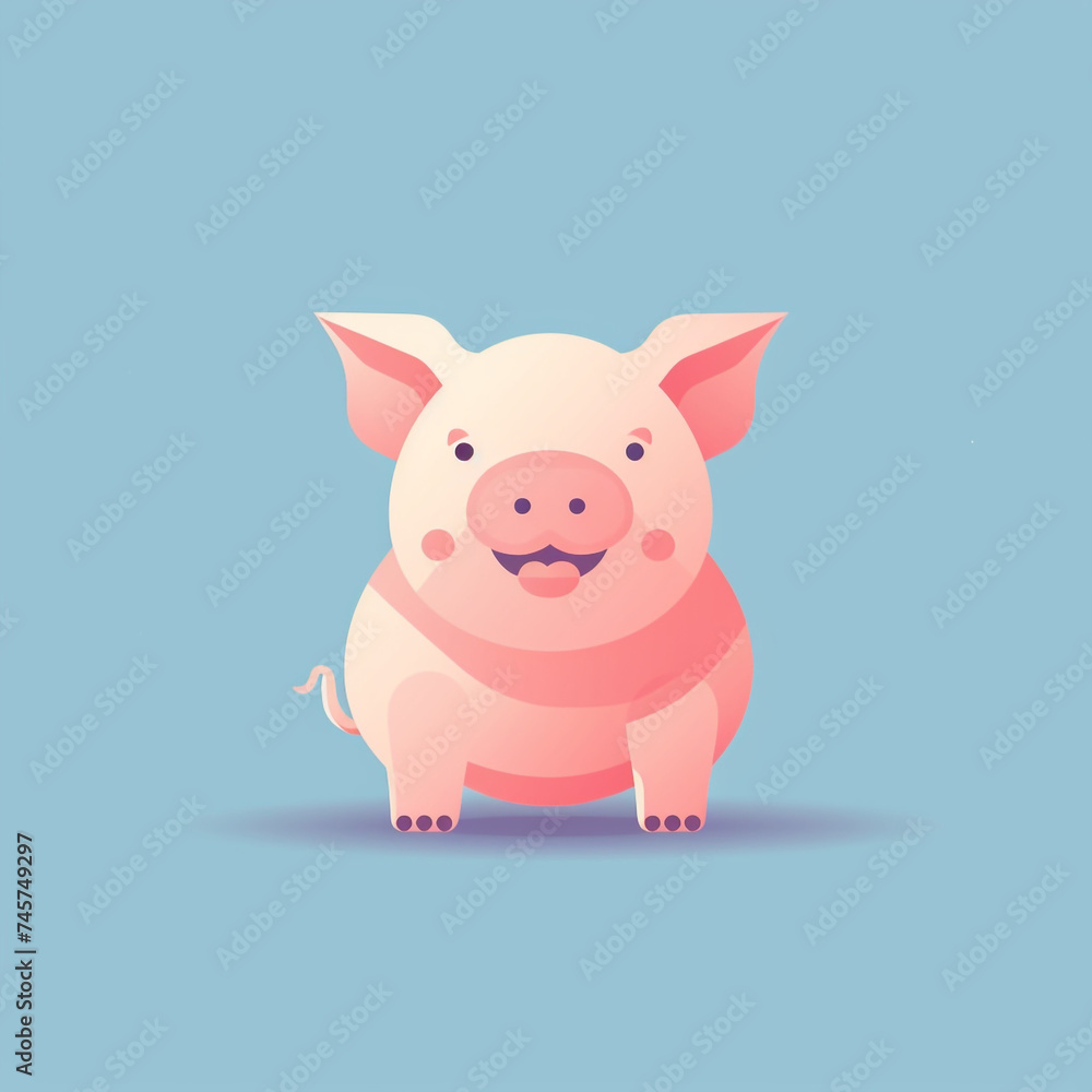 Pig, smiling simple, flat, low detail, smooth, minimal, bright colors, straight design, bright backgrounds сreated with Generative Ai Pig, smiling simple, flat, low detail, smooth, minimal, bright colors, straight design, bright backgrounds сreated with Generative Ai