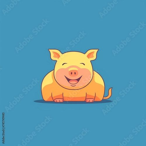 Pig, smiling simple, flat, low detail, smooth, minimal, bright colors, straight design, bright backgrounds сreated with Generative Ai © Andrii Yablonskyi