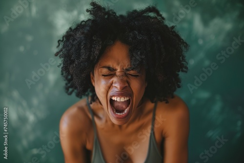 crazy woman screaming, frustrated with depression