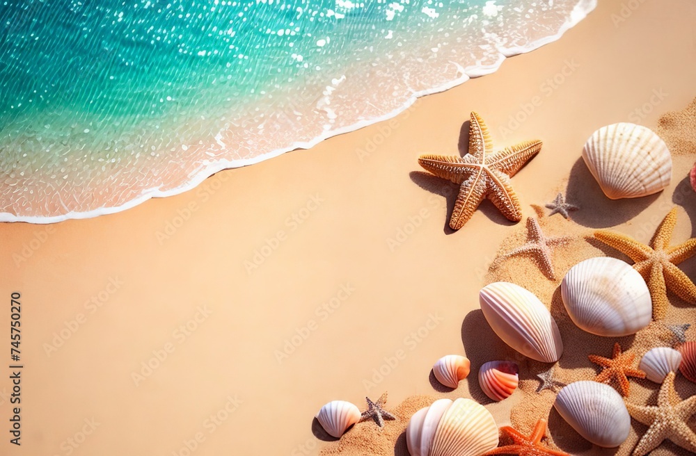 background with seashells and starfish