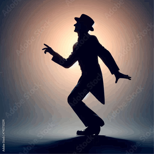 Silhouette of a man in a pantomime actor costume