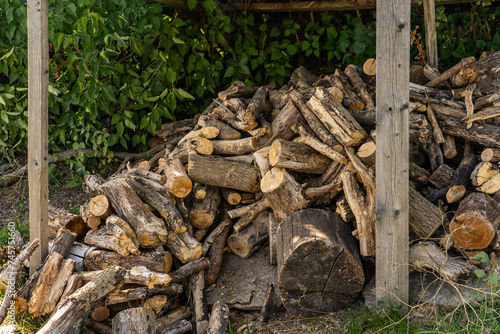 Fototapeta Naklejka Na Ścianę i Meble -  Woodpile for storing firewood