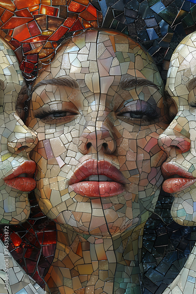 three faces on mosaik