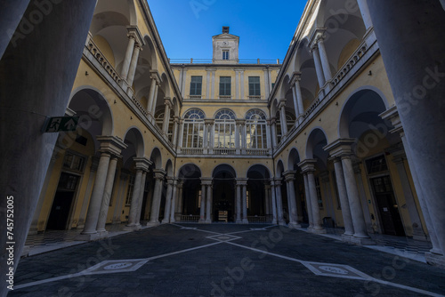 GENOA  ITALY  JANUARY 20  2024 - View of the colonnade of the University of Genoa  Italy