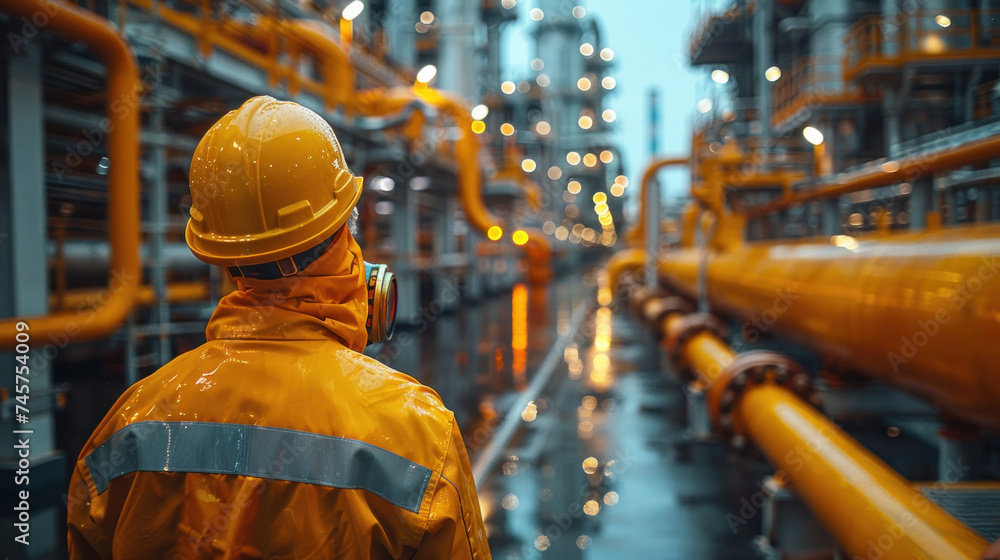 Close up industrial view, Pipework and exhaust stack at offshore oil and gas central processing platform. Close up industrial view, Pipework and exhaust stack at offshore oil and gas central processing platform.
