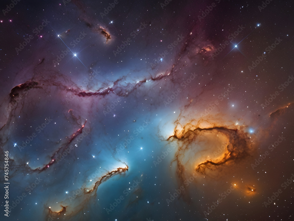 Fototapeta premium Celestial Splendor: Nebula and Stars in Harmony
