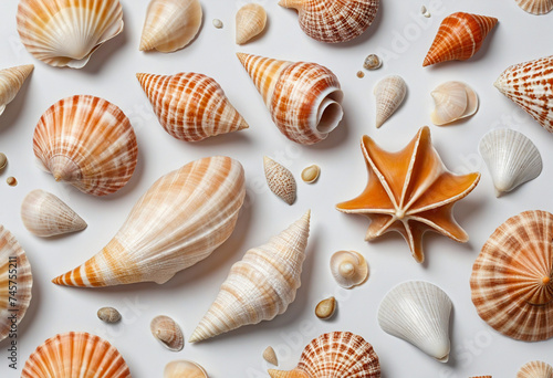 a collection of seashells isolated on a transparent background 