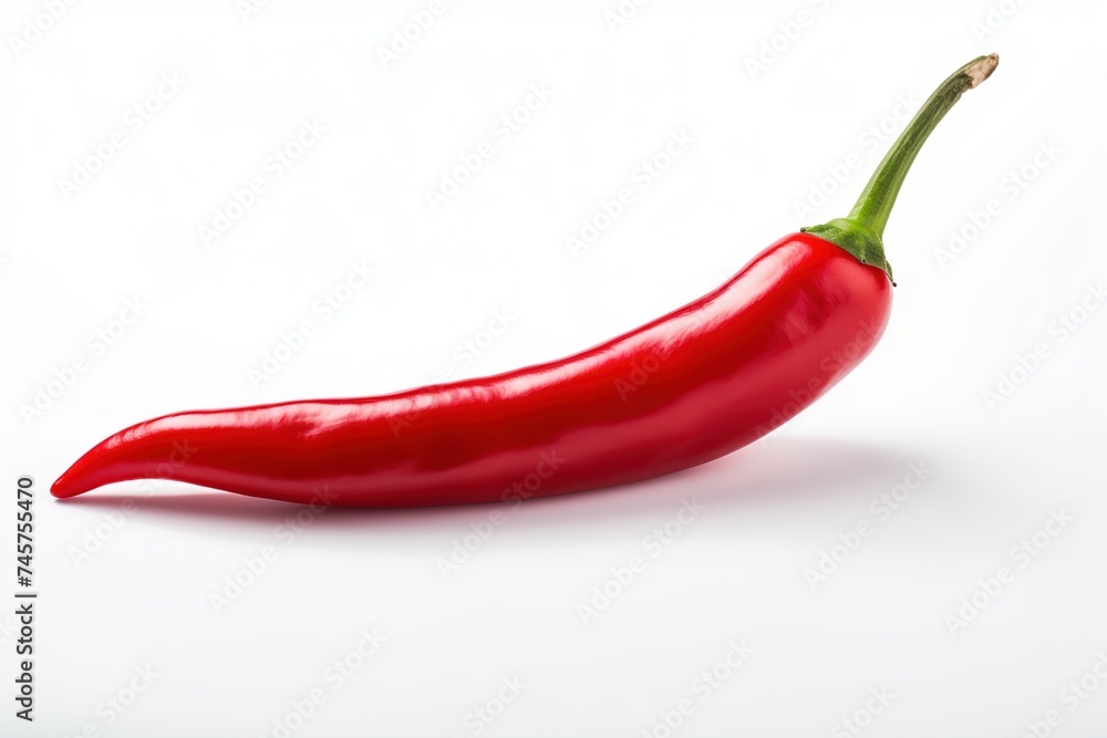 Red chili pepper, a spicy and flavorful ingredient commonly used in various cuisines, isolated on a white background