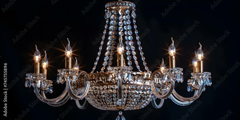 Luxurious crystal chandelier with intricate design and sparkling light reflections. Concept Luxury Interiors, Decor Trends, Home Design, Lighting Fixtures, Elegant Decor