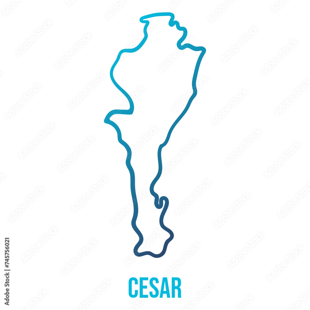 Cesar department smooth linear map filled with blue gradient