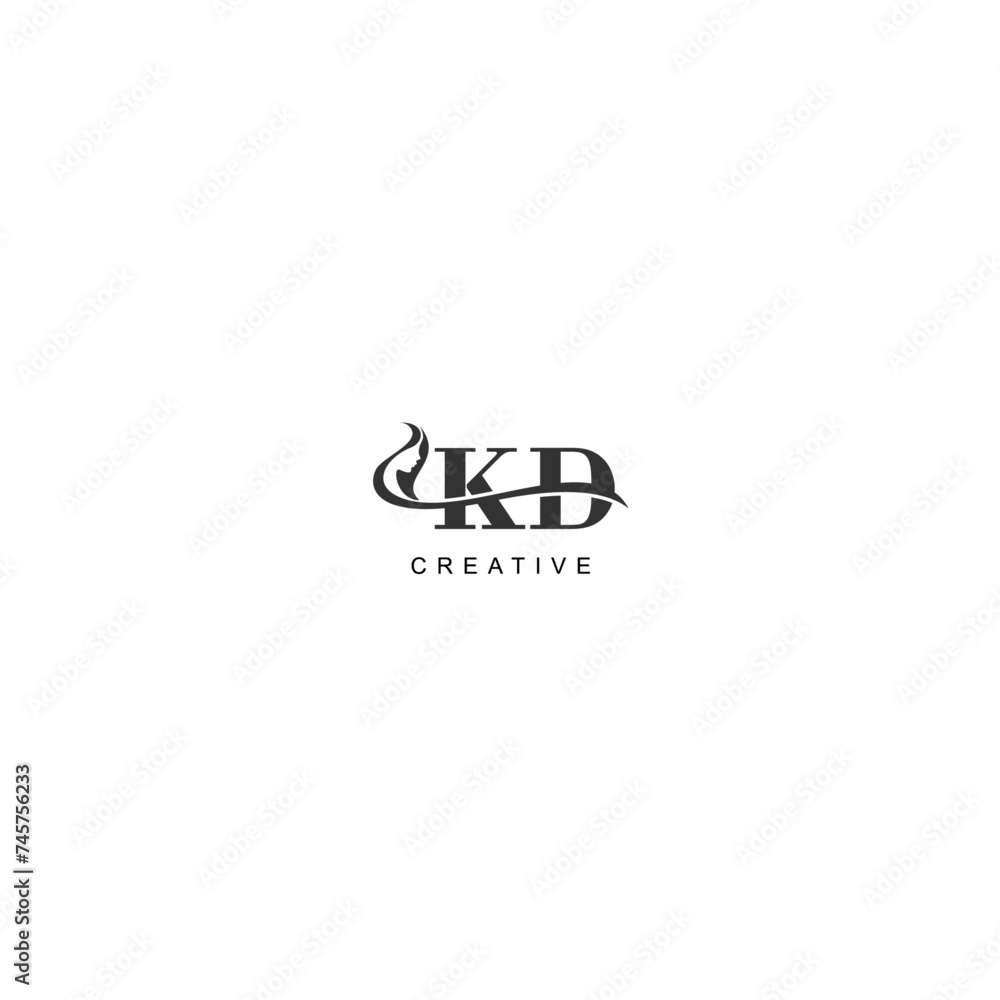 Initial KD logo beauty salon spa letter company elegant