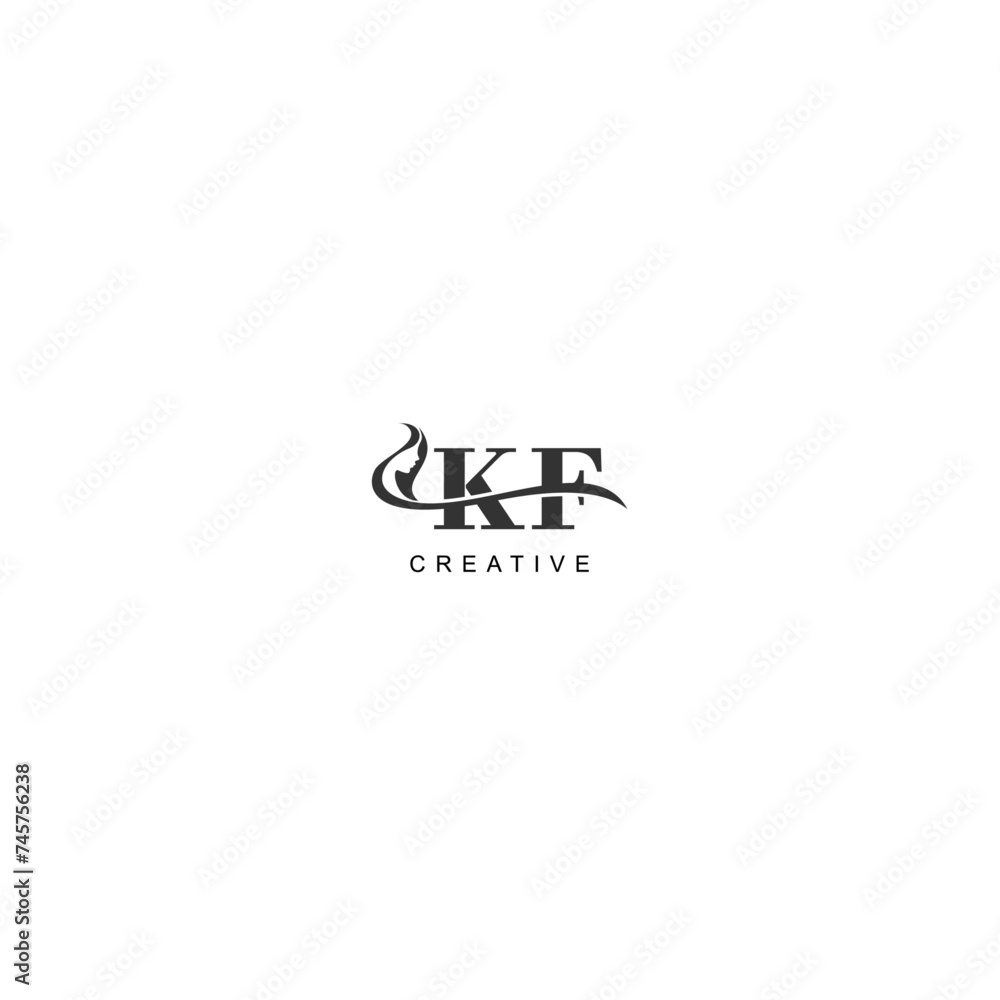 Initial KF logo beauty salon spa letter company elegant