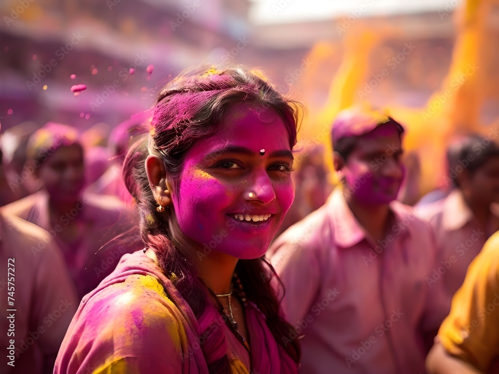 woman at Holi festival