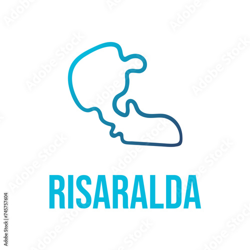 Risaralda, Colombia smooth abstract map with blue gradient filling photo