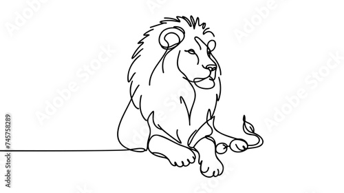 One line design silhouette of lion. Hand drawn minimalism style.vector illustration