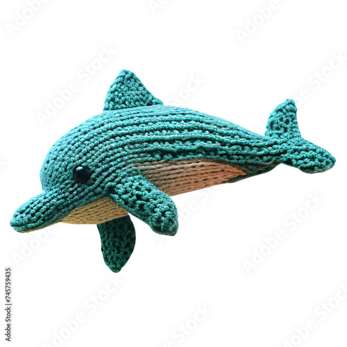 dolphin doll knit blue and whit illustration. For decoration and design.