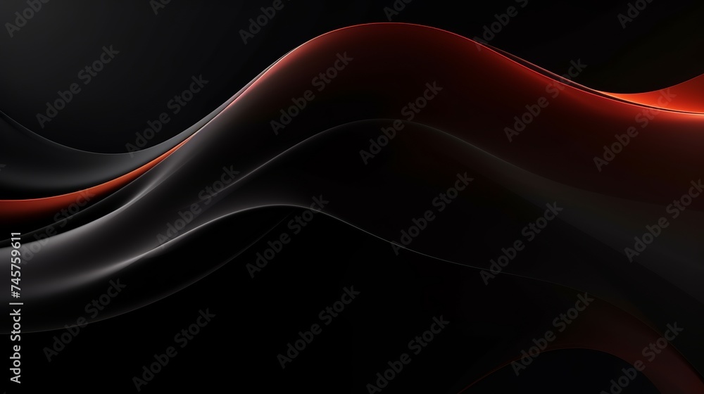 Fototapeta premium Panoramic Abstract fluid wave curve banner with a dark background.Black abstract background design. Black abstract background. Wave pattern. Curves. Black curves. Dark. Flow