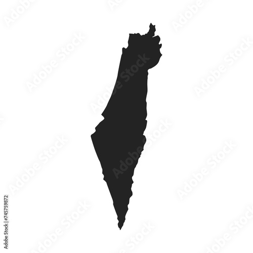 israel map vector, black color. isolated on white background