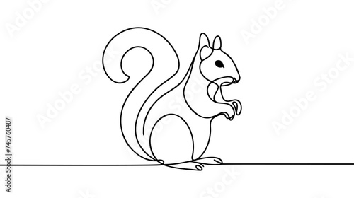 Single continuous line drawing of luxury squirrel for corporation logo identity.