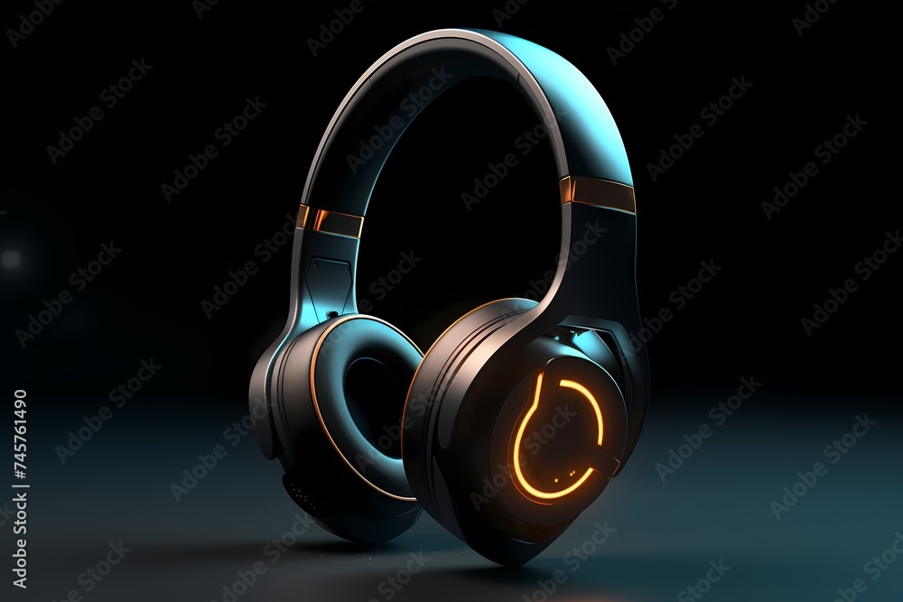 Isolated wireless gaming headset with attention to its futuristic design elements Isolated wireless gaming headset with attention to its futuristic design elements