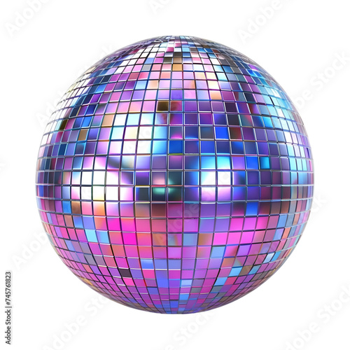 purple disco ball isolated on white background or transparent background 