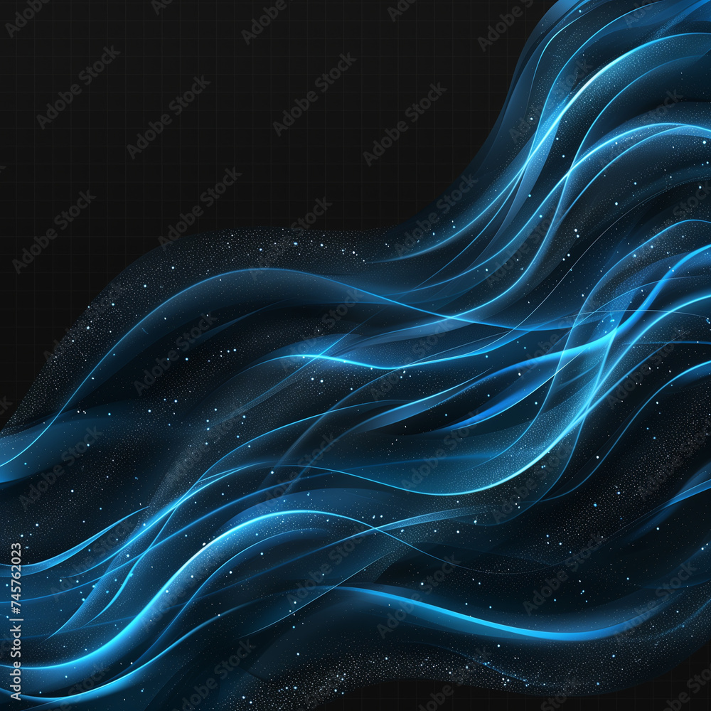 Abstract blue wavy lines on a black background. Vector illustration. Abstract blue wavy lines on a black background. Vector illustration.