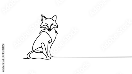 One continuous line design silhouette of fox. Hand drawn minimalism style. Vector illustration