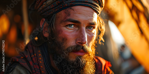 Portrait of Biblical King Saul Sitting in a Tent