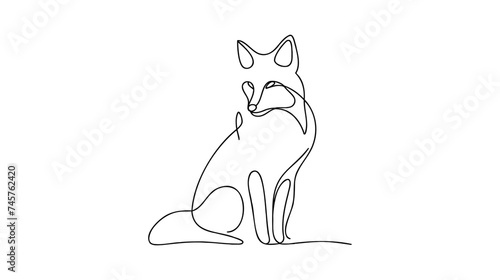 One continuous line design silhouette of fox. Hand drawn minimalism style. Vector illustration