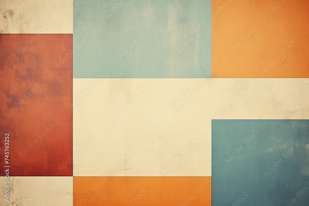 bright retro background with antique shabby wall with geometric