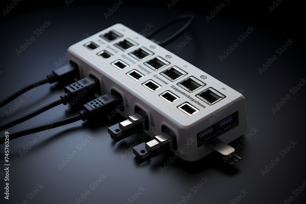 Isolated USB hub with multiple ports, highlighting connectivity and versatility