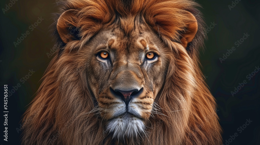 Majestic Lion Close Up Portrait with Intense Gaze Against Dark Background Perfect for Wall Art and Wildlife Themes Majestic Lion Close Up Portrait with Intense Gaze Against Dark Background Perfect for Wall Art and Wildlife Themes