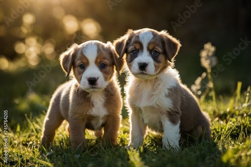 Playful Puppies in Sunlight © Muh