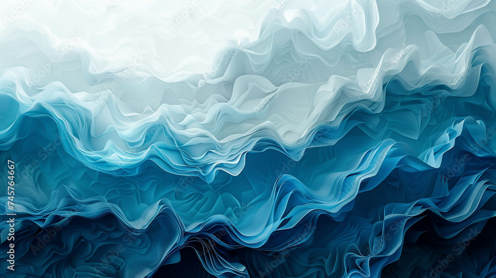Abstract Blue Waves Fluid Art Design - obrazy, fototapety, plakaty 