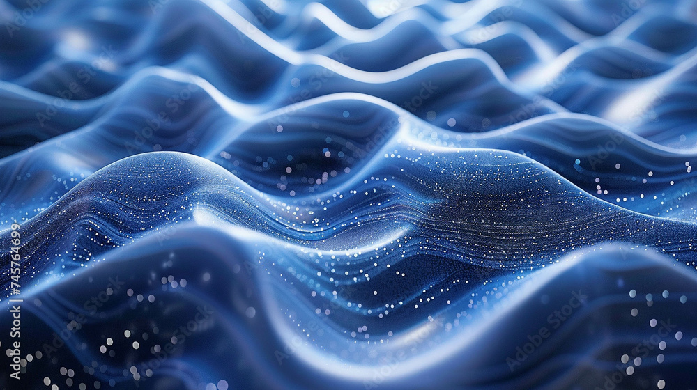 Blue Digital Waves with Particle Detailing