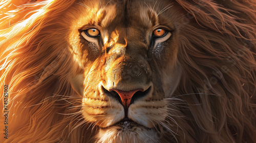 Majestic Male Lion Close Up Golden Hour Wildlife 