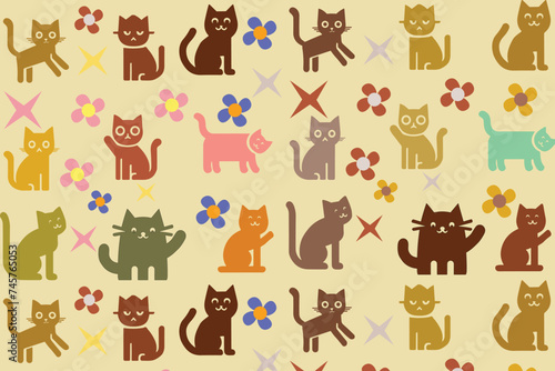 Fototapeta Naklejka Na Ścianę i Meble -  
Cute cat pattern background free download