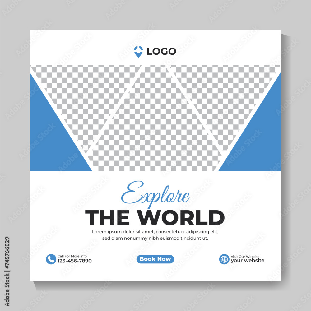 Obraz premium Creative travel holiday vacation social media post design template