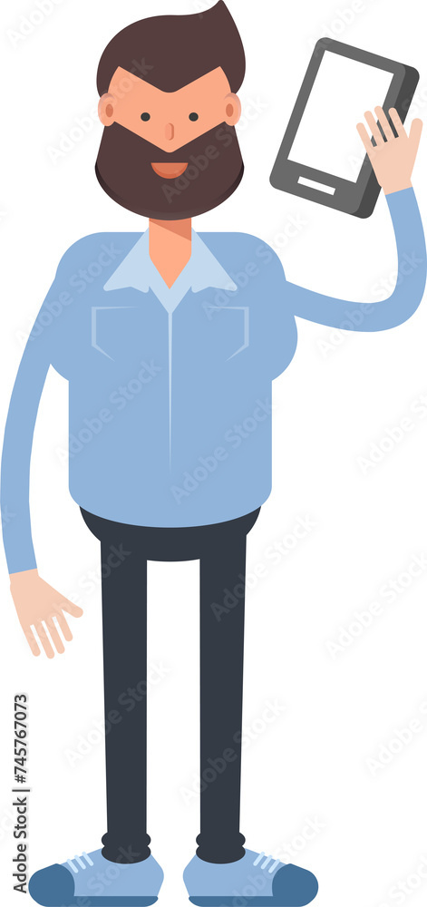 Beard Man Character Talking on Smartphone
Beard Man Character Talking on Smartphone
