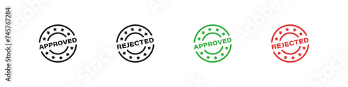 Approved and rejected stamp vector icon. Approve, reject quality stamps. photo
