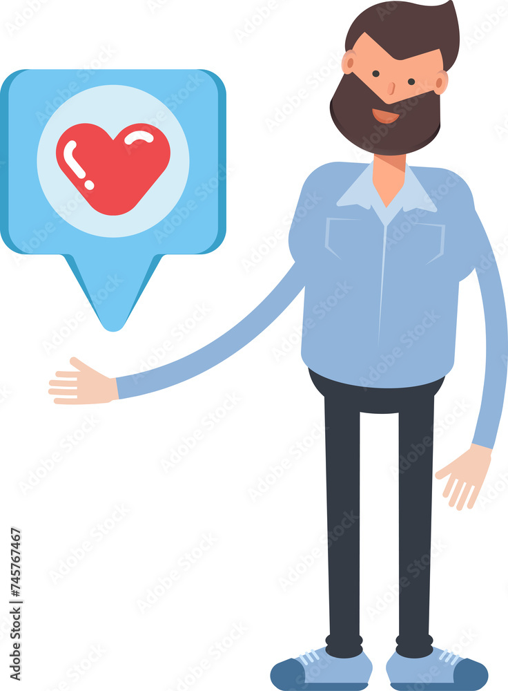 Beard Man Character and Heart Message
Beard Man Character and Heart Message