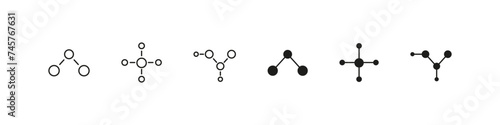 Chemical element vector icons. Molecules outline and flat icon set.