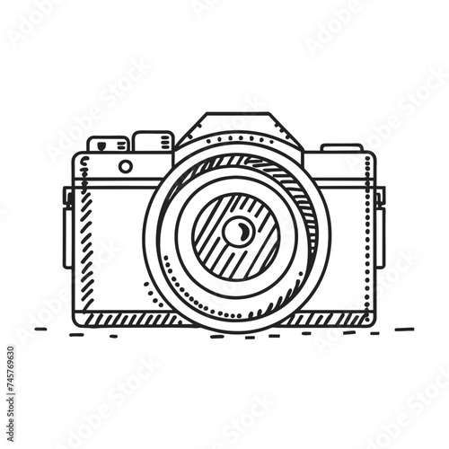 simple camera logo drawn with black line