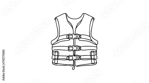 Life Water Jacket One Line Cartoon Doodle - Vector Clip Art, Continuous Line Drawing of Water Jacket Icon.