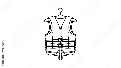 Life Water Jacket One Line Cartoon Doodle - Vector Clip Art, Continuous Line Drawing of Water Jacket Icon.