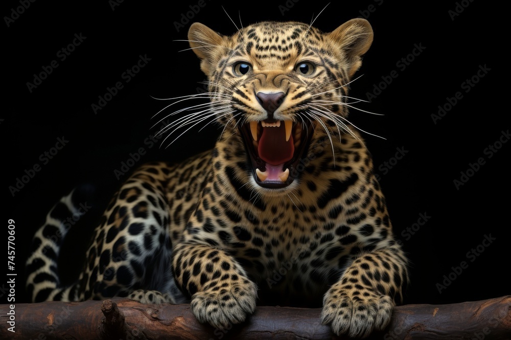 Close-up portrait of a tiger growling menacingly