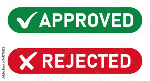Approved and rejected vector flat icons set