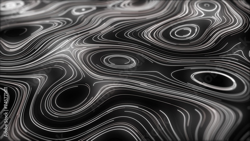 Abstract background of topographic map. Contour map. 3D Topographic map. Valleys and mountains. Geography concept. Wavy backdrop. 3d rendering.